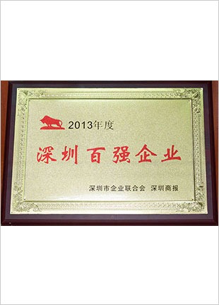 Awarded one of Shenzhen_s Top 100 Enterprises in 2013